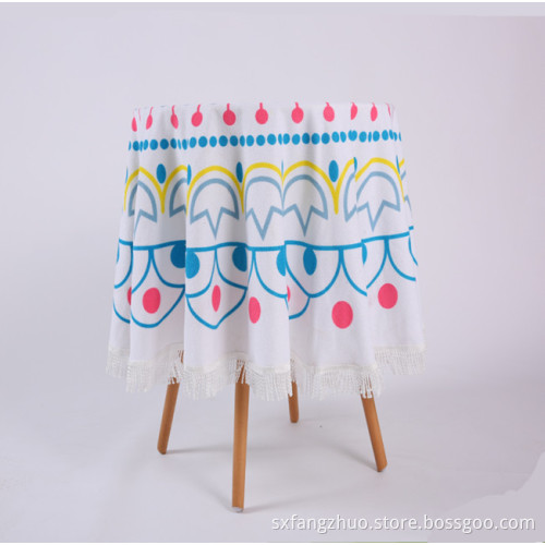polyester towel print round table cloth used